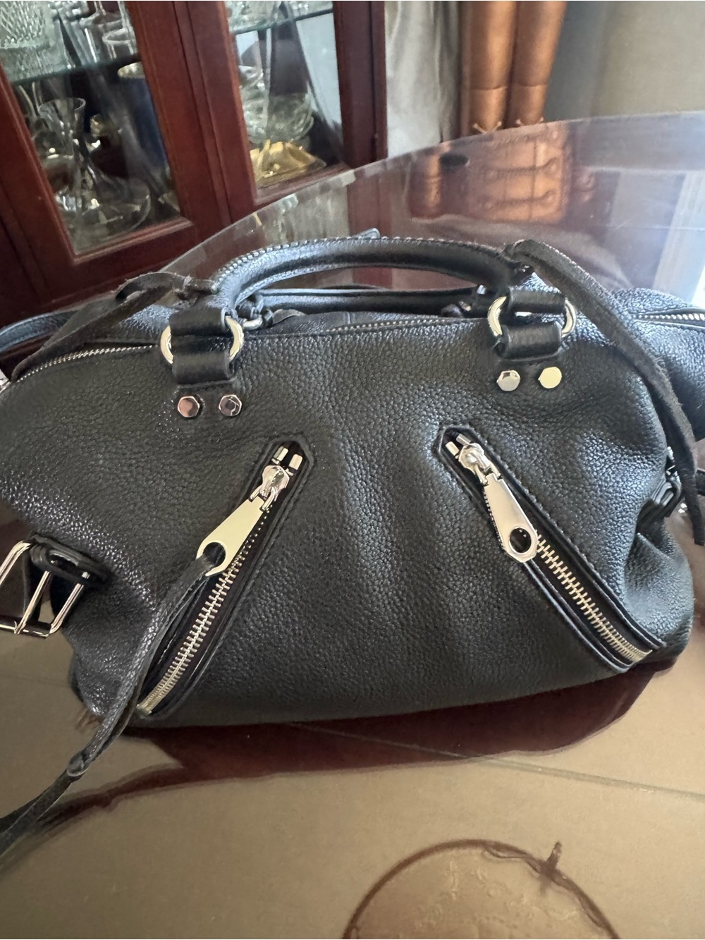 Rebecca Minkoff Black Pebbled Leather Satchel with Silver Hardware - Picture 6 of 7